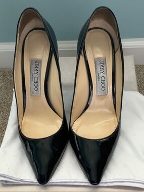 Jimmy Choo Black Patent Pointed Pumps